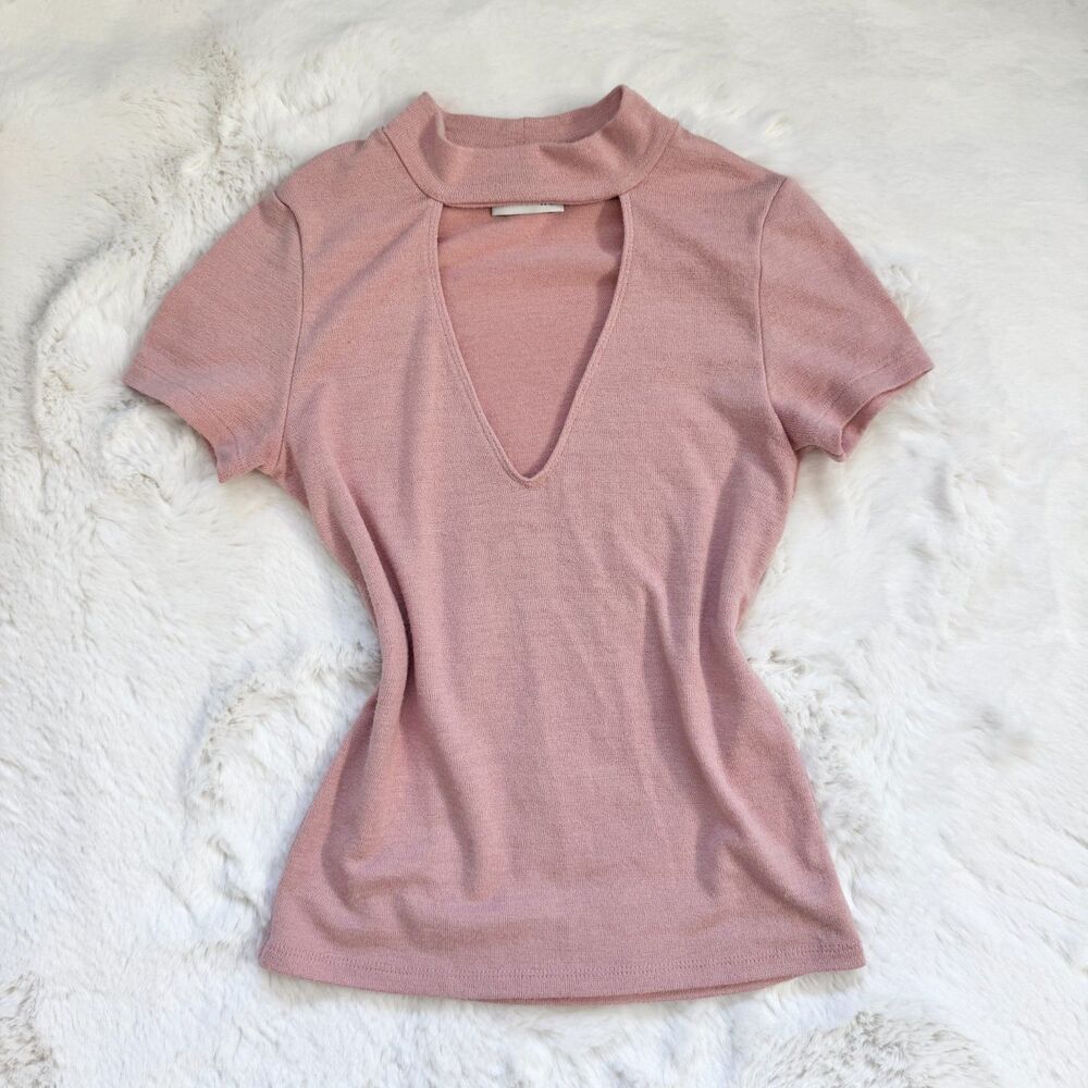 Aritzia Wilfred Keyhole Mockneck Cut-out Top XS - Baby Pink